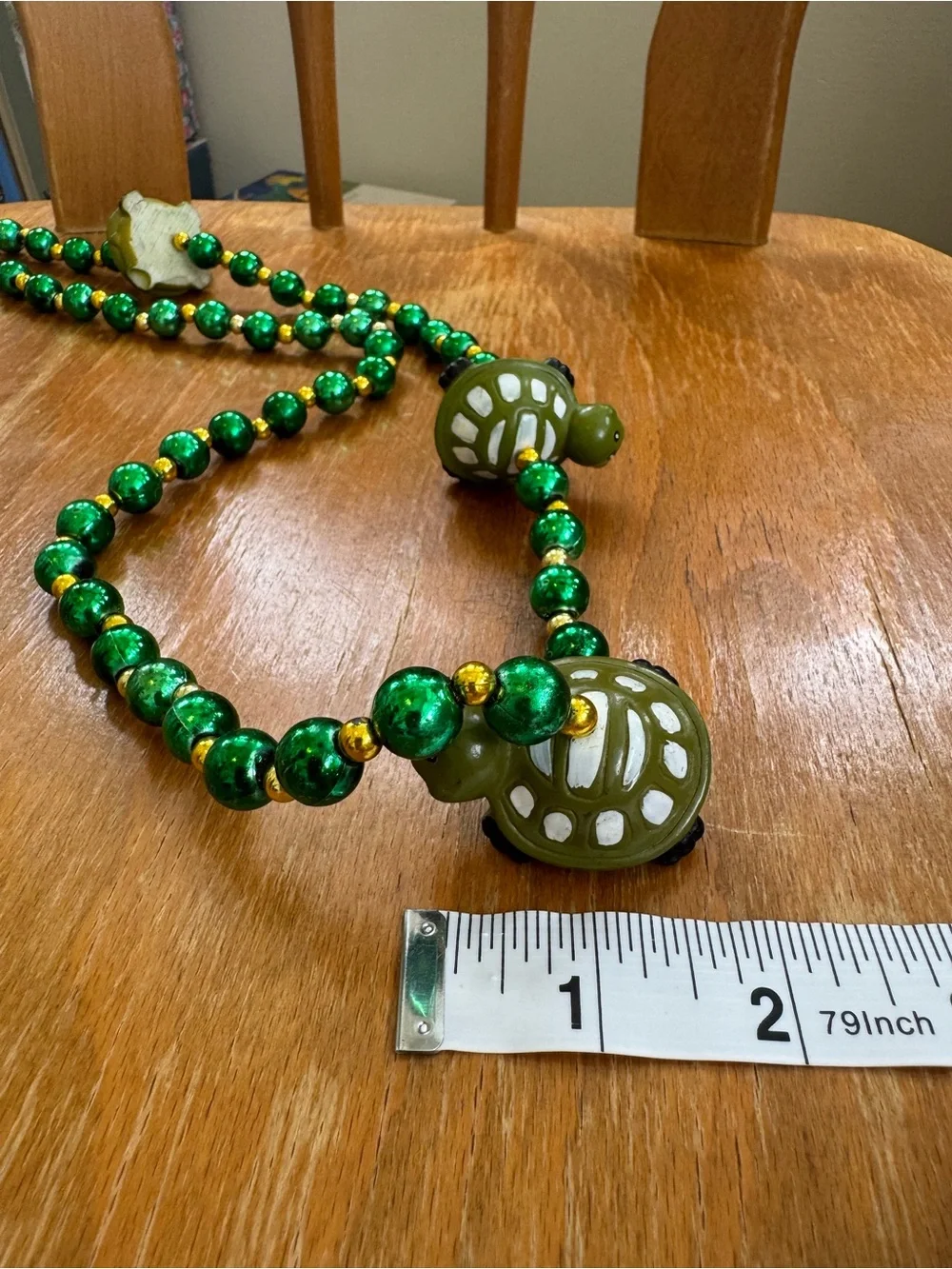 Turtle Beaded Necklace. 18 inches Long.